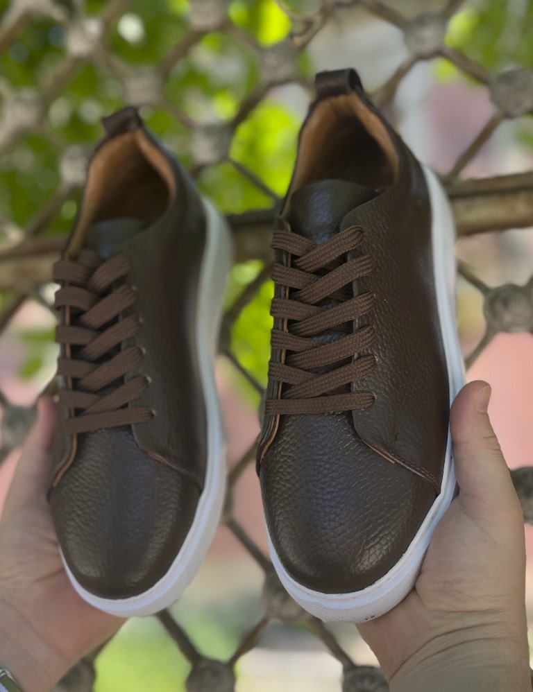 Ανδρικά καφέ δερμάτινα casual Sneakers HG175542K φωτογραφία